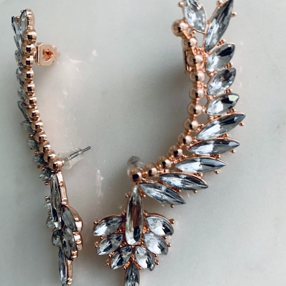 Crystal Ear Cuff/ Ear Climber Statement Earrings